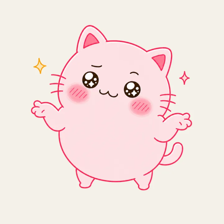 A pink cat shrugging with both paws up — ¯\_(ツ)_/¯